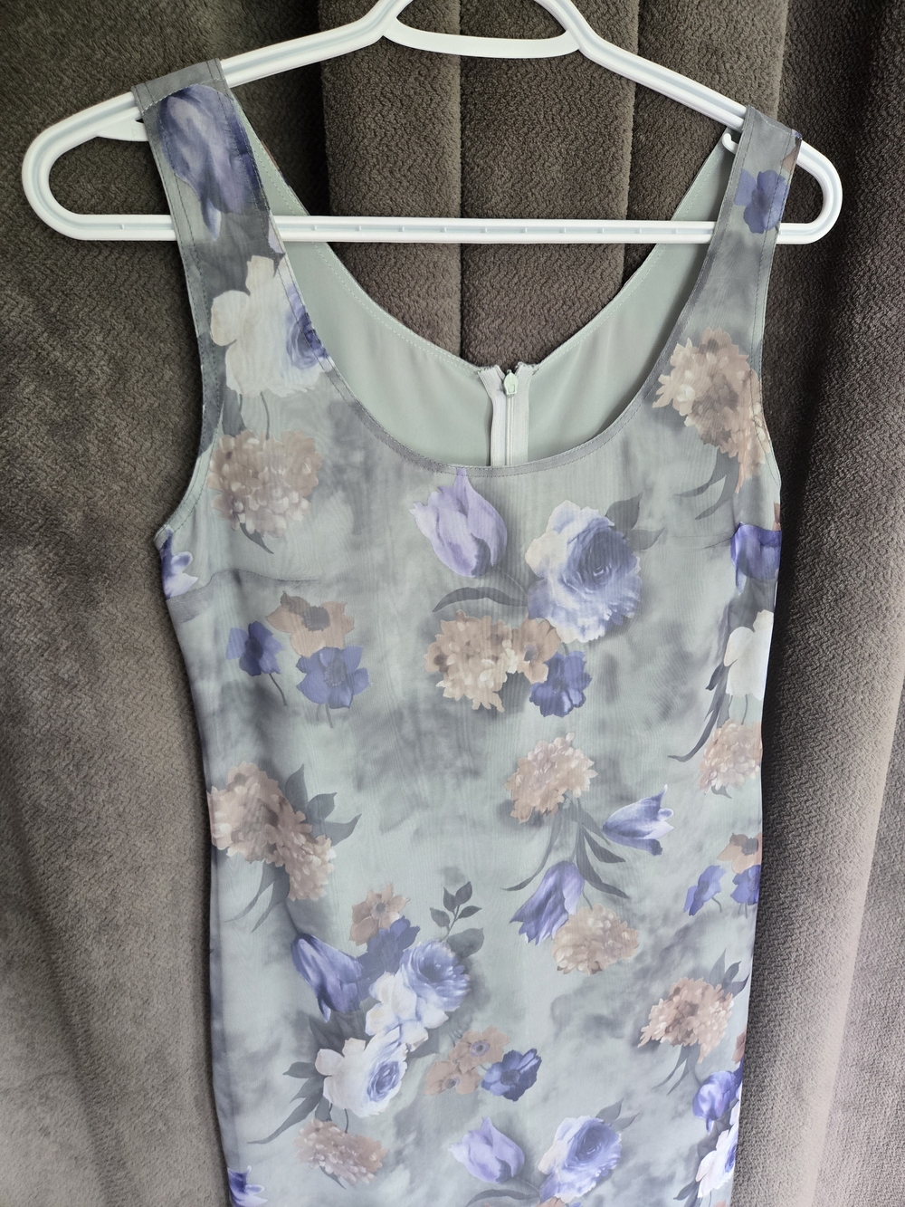 Vintage 90s Scoop-Neck Floral Maxi Dress Sage Blue Whimsigoth Grunge Gothic S/M - Picture 15 of 16